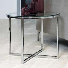 Coeur Clear Glass Round Side Table With Chrome Frame - UK