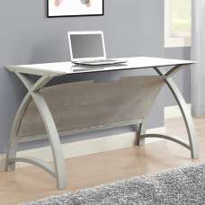 Cohen Large Curve With Milk White Glass Top Laptop Desk In Grey - UK