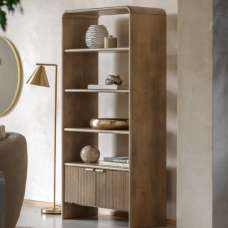 Coimbra Wooden Display Cabinet With 2 Doors In Natural - UK