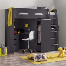 Paiva Highsleeper Children Bed In Anthracite With Storage - UK