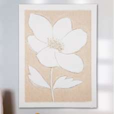 Colindale Canvas Flower Motif Wall Art In Cream White - UK
