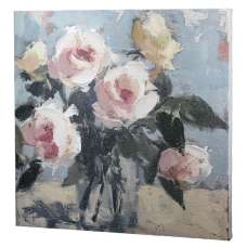Colindale Canvas Flower Wall Art In Green And Pink - UK
