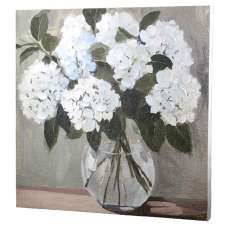 Colindale Canvas Flower Wall Art In Grey And White - UK