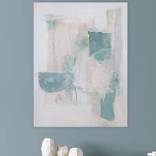Colindale Canvas Rectangular Geometric Wall Art In White And Blue - UK