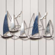 Colindale Metal Boat Scrupture In Blue And Silver - UK