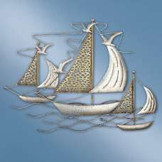 Colindale Metal Boat Scrupture In Gold And Silver - UK