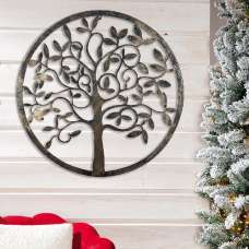 Colindale Metal Tree Wall Art In Black And Green - UK
