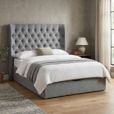 Colusa Fabric Ottoman Storage Double Bed In Grey - UK