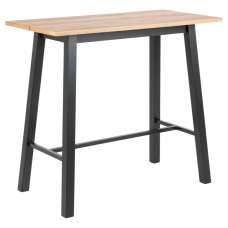 Colza Wooden Bar Table With Black Metal Frame In Wild Oak - UK