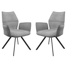Comstock Grey Fabric Dining Armchairs In Pair - UK