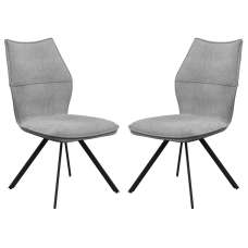 Comstock Grey Fabric Dining Chairs In Pair - UK