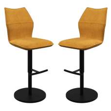 Comstock Mustard Fabric Bar Chairs In Pair - UK