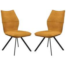 Comstock Mustard Fabric Dining Chairs In Pair - UK