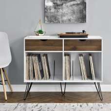 Catoosa Wooden Office Cabinet White 2 Drawers In Oak And White - UK