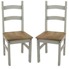 Consett Grey And Oak Wooden Dining Chairs In Pair - UK