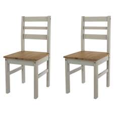 Consett Grey Oak Wooden Dining Chairs In Pair - UK
