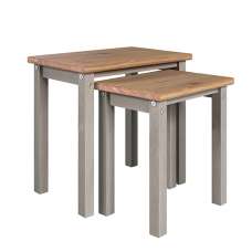 Consett Wooden Nest Of 2 Tables In Grey And Oak - UK