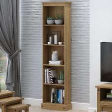 Consett Narrow Wooden Bookcase With 5 Shelves In Oak - UK