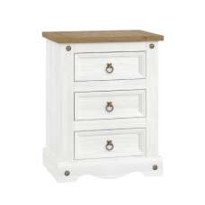 Consett Wooden Bedside Cabinet With 3 Drawers In White And Oak - UK