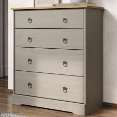 Consett Wooden Chest Of 4 Drawers - Grey Oak - UK