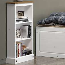 Consett Wooden Bookcase With 3 Shelves In White And Oak - UK