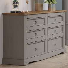 Consett Wooden Chest Of 6 Drawers In Grey And Oak - UK