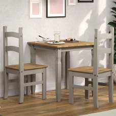 Consett Wooden Dining Set With 2 Chairs In Grey And Oak - UK