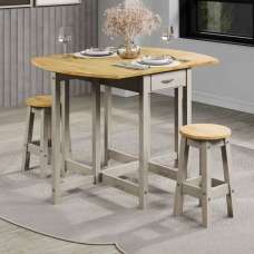 Consett Wooden Foldable Bar Table With 2 Stools - Grey And Oak - UK