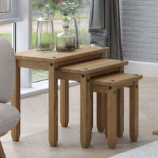 Consett Wooden Nest Of 3 Tables In Oak - UK
