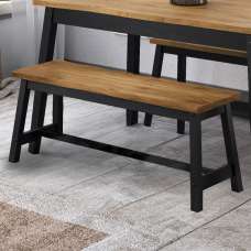 Consett Wooden Rectangular Dining Bench In Black And Oak - UK