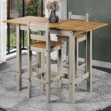 Consett Wooden Rectangular Extending Bar Table With 2 Stools - Grey And Oak - UK