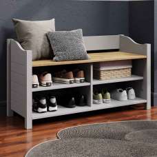 Consett Wooden Shoe Storage Cabinet With 4 Shelves - Grey And Oak - UK