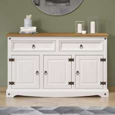 Consett Wooden Sideboard With 3 Doors 2 Drawers In White And Oak - UK