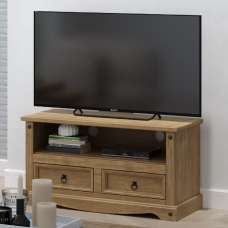 Consett Wooden TV Stand With 2 Drawers In Oak - UK