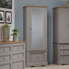 Consett Wooden Wardrobe With 1 Door 1 Drawer In Grey And Oak - UK