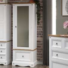 Consett Wooden Wardrobe With 1 Door 1 Drawer In White And Oak - UK
