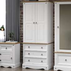 Consett Wooden Wardrobe With 2 Doors 3 Drawers In White And Oak - UK