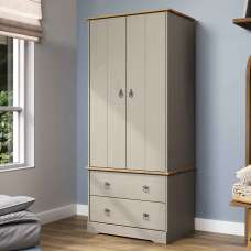 Consett Wooden Wardrobe With 2 Doors - Grey And Oak - UK