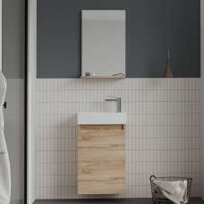 Conza Wooden Wall Mounted Vanity Unit & Basin with Mirror in Oak - UK
