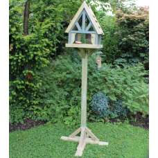 Cookeville Wooden Garden Bird Table With Cottage In Natural - UK