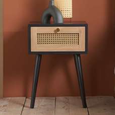 Coralie Wooden Bedside Cabinet With 1 Drawer In Black Oak - UK