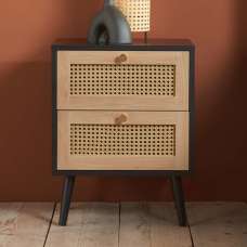 Coralie Wooden Bedside Cabinet With 2 Drawers In Black Oak - UK