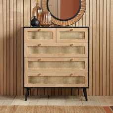 Coralie Wooden Chest Of 5 Drawers In Black Oak - UK