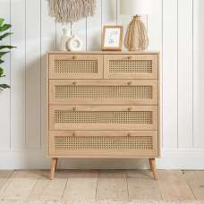 Coralie Wooden Chest Of 5 Drawers In Oak - UK