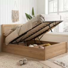 Coralie Wooden Ottoman King Size Bed In Oak - UK
