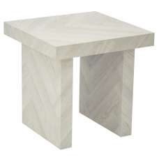 Coralville Wooden Square End Table In Herringbone Light - UK