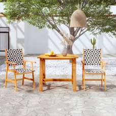 Corbin Small Acacia Wood 3 Piece Garden Dining Set In Natural - UK