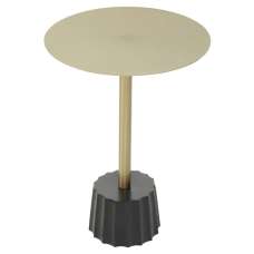 Cordue Round Metal Side Table With Black Base In Gold - UK