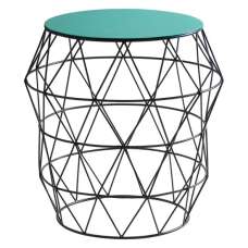 Coreca Round Metal Side Table With Black Base In Green - UK