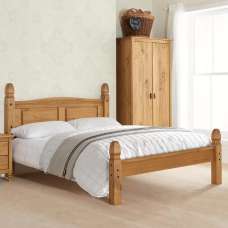 Corina Wooden Low End King Size Bed In Pine - UK